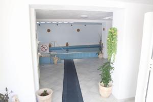 un corridoio con due piante in vaso in una stanza di Hotel Cesotta a Ischia