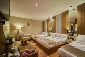 Una cama o camas en una habitación de PANORAMA view pyramids