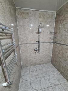 een badkamer met een douche bij Green villa in Gabala