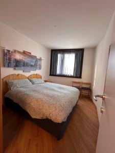 a bedroom with a large bed and a window at La Stella Bilocale con balcone in Ponte di Legno