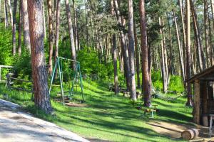 a park with a swing set in the middle of a forest at Guest House on Meskheti in Borjomi