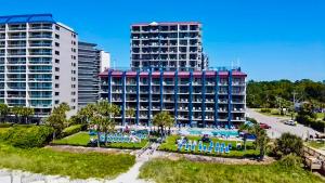 an aerial view of a hotel with two tall buildings at Grande Shores in Myrtle Beach