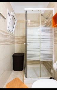 a shower in a bathroom with a glass shower stall at Singol room IN APARTMENT SHARED in Los Cristianos PLAYA Las Vistas in Arona