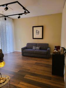 a living room with a couch and wooden floors at La Dimora dell'Arte in Bari +22 photos