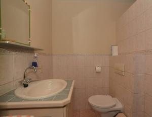 a bathroom with a sink and a toilet at Kas Berde Kanti Laman in Kralendijk
