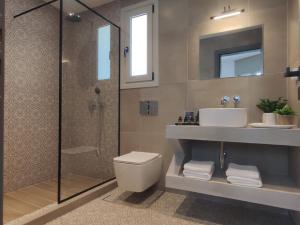 a bathroom with a toilet and a sink and a shower at Rhodes Soul Luxury Suites in Afantou