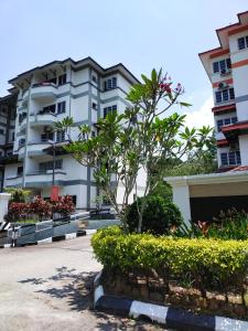 a large white building with a tree in front of it at Seruni Apartment - 3 Bedrooms in Serendah +11 photos