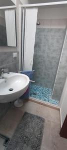 un bagno con doccia, lavandino e doccia di La Palma Home a Ali Terme