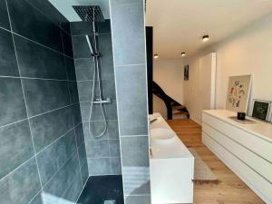 un baño con ducha y WC en Triplex d'architecte en hypercentre, en Lieja 24 fotos más