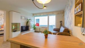 Kuchyň nebo kuchyňský kout v ubytování Urlaub mit Seesicht Haus Nautic Whg.709