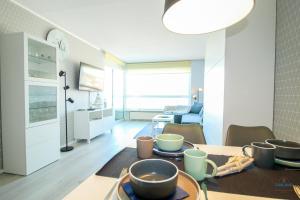 Dapur atau dapur kecil di Haus Frische Brise Wohnung 7 10 Inselblick