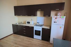 Η κουζίνα ή μικρή κουζίνα στο Фролова 77-88, уютная квартира в Jana Qala с видом на город