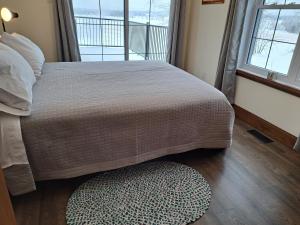 a bedroom with a bed and a rug and a window at Luxury farm Stay, Alexandria in Glen Robertson