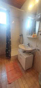 a bathroom with a sink and a shower at Apartments Jacqueline in Sankt Kanzian +107 photos