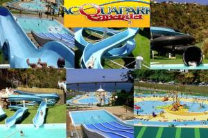 a collage of photos of a water park at Blue Sea Apartment in Torre Canne