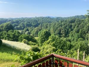 a view of the mountains from the deck of a house at Vikend Haloze-Zagorje in Jarki