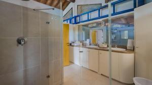 a bathroom with a shower and a toilet and a sink at La Fornace in San Casciano in Val di Pesa +19 photos