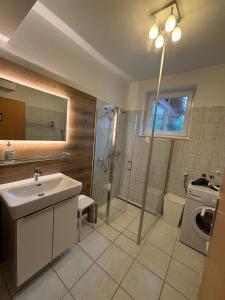 Vannituba majutusasutuses Ferienwohnung am Labyrinth