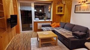a living room with a couch and a table at Innerkrems Apartment Mateja in Innerkrems