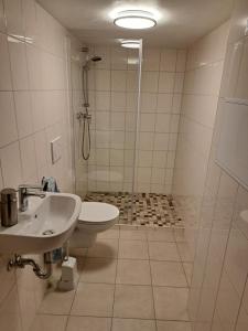 Koupelna v ubytování Ferienwohnung Jungbär - Die Wohlfühl-Adresse im Stangenwald + 19 fotografií
