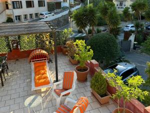 an overhead view of a patio with a pizza oven at Villa Bellabé in Nice