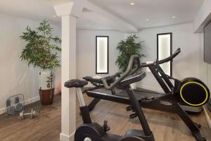 a gym with two exercise bikes and two plants at Best Western Plus La Demeure in Paris