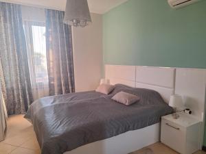 a bedroom with a bed with two pillows on it at Bogdanov in Lozenets +43 photos