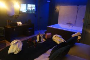 TV a/nebo společenská místnost v ubytování Hôtel Mademoiselle