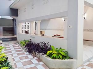 a hallway with plants in a building at RedDoorz near Alun Alun Kembangjoyo Pati in Pati