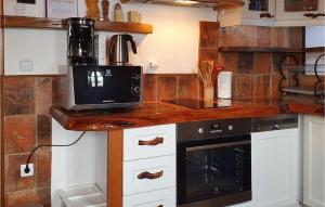 a kitchen with a counter with a coffee maker on it at One-Bedroom Holiday Home In Donja Voca in Gornja Voća