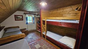 una stanza con due letti a castello in una cabina di Chalupa Modré Nebe a Benecko