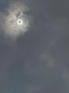 a cloudy sky with the moon in the sky at Roebuck ranch in Grant