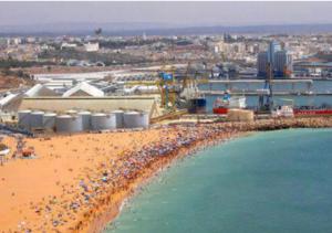 an aerial view of a beach with a bunch of people at Apartment in Safi Top Near the Sea, Morocco in Safi