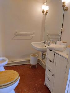 a white bathroom with a toilet and a sink at Maison de famille Jacqueline in Vitteaux +26 photos