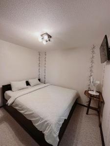 a bedroom with a bed in a room with a ceiling at Valmiera in Valmiera