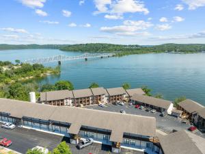 an aerial view of a resort with a large body of water at Oasis on Table Rock Lake in Kimberling City