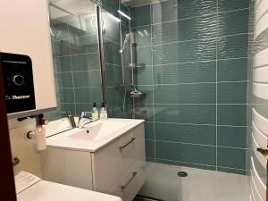 a bathroom with a sink and a shower at Résidence Neige Et Soleil - RESIDENCE NEIGE ET SOLEIL MAE-0041 in Vars