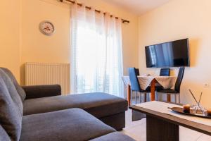 Una sala de estar con un sofá y un televisor. en Papi's Free Parking Apartments 2 - 1 Bedroom, en Alexandroupoli