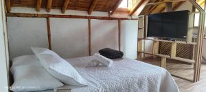TV a/nebo společenská místnost v ubytování Villa Ester Hostel Vereda Cay