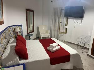 Posteľ alebo postele v izbe v ubytovaní Hotel Matalascañas