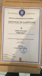 Certifikát, hodnocení, plakát nebo jiný dokument vystavený v ubytování Casa Kaly