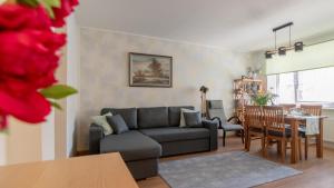 a living room with a couch and a table at Nikolai 9 City Centre Apartment in Pärnu