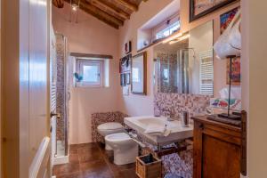 A bathroom at Charming Casanova Apartment In Radicondoli, Pool, Wifi