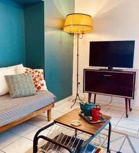 Et tv og/eller underholdning på Les Toits wifi gratuit Vue cœur de ville historique et Halles