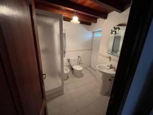 a bathroom with a toilet and a sink at La casa del valle in Viveiro