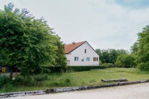 a white house sitting on the side of a road at Apartment ANGIE in Mirkovići