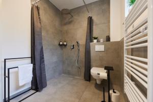 a bathroom with a shower and a toilet at HomeME 1 I zentral I NETFLIX I Küche I Parkplatz I kliniknah in Bad Oeynhausen +26 photos