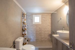 a bathroom with a toilet and a sink at Billy's Luxury Apartment in Vlikhón +57 photos