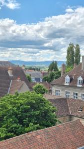 a view of roofs of houses in a town at L'Arbre Voyageur in Autun