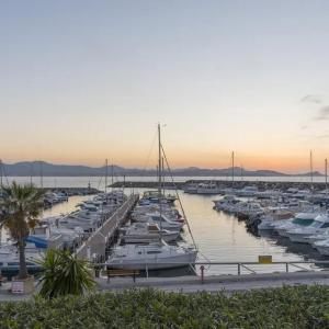 フレジュスにあるAppartement Bord de Mer Saint Aygulfの港に停泊する船団